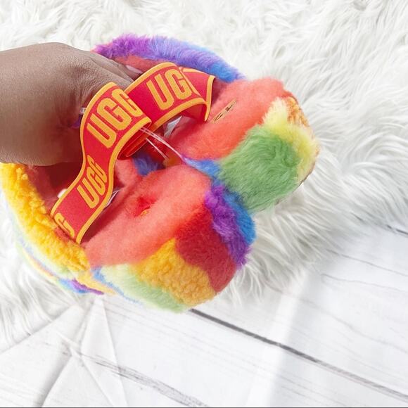 UGG Women's Fluff Yeah Faux Sheepskin Slingback Open Toe Slippers Size 12 - Picture 3 of 7